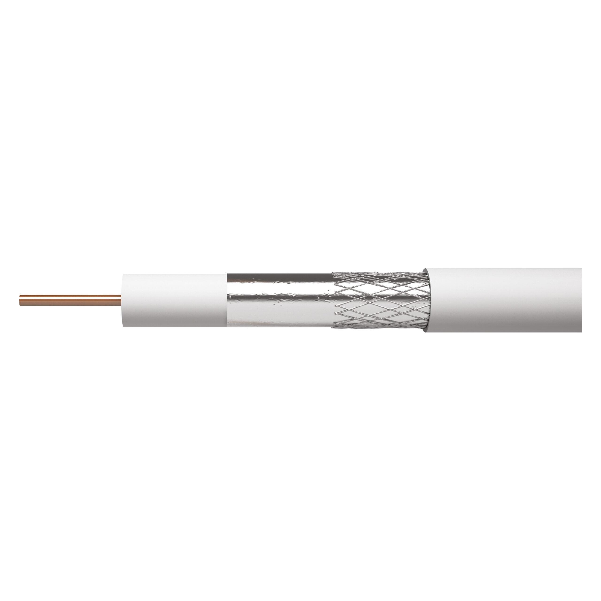Cablu coaxial Emos CB130/ RG6U, 1 conductor, diametru 1.02 mm, alb, 5 m/colac